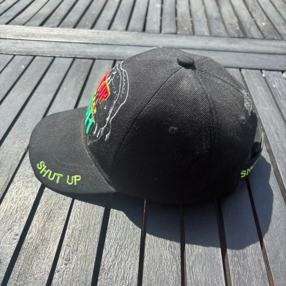 Santo Cap Baseball Hat Mens OSFM Black Good Shut Up and Fish Embroidery